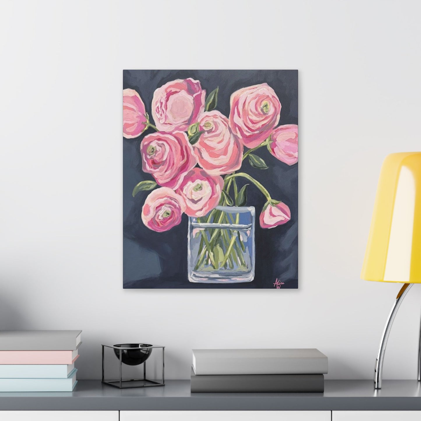 Floral Canvas Wall Art - Pink Ranunculus Bouquet Decor for Home