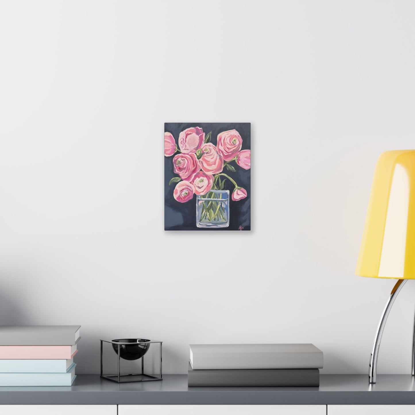 Floral Canvas Wall Art - Pink Ranunculus Bouquet Decor for Home