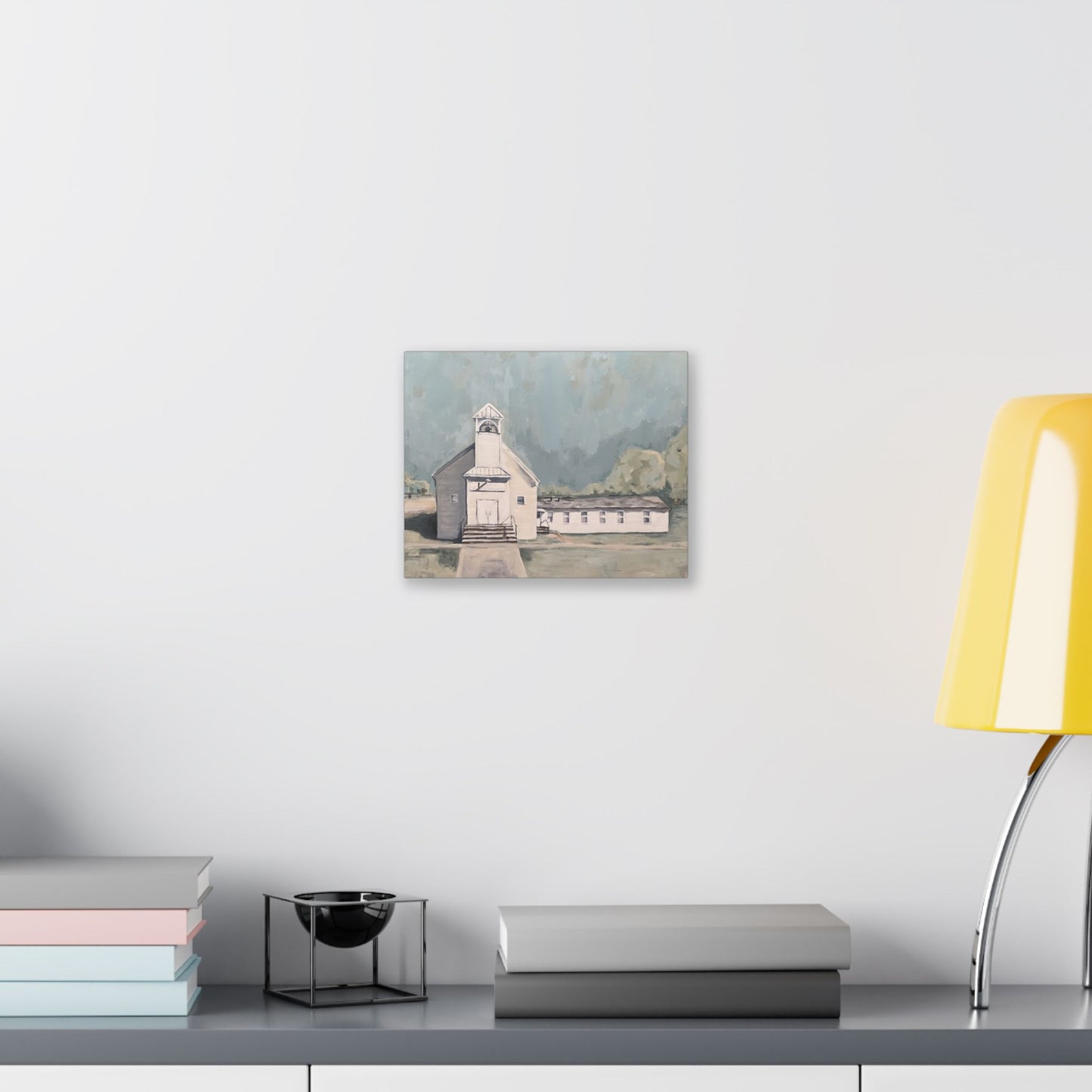 Rustic Church Canvas Art - Classic Stretched Landscape Painting for Home Decor