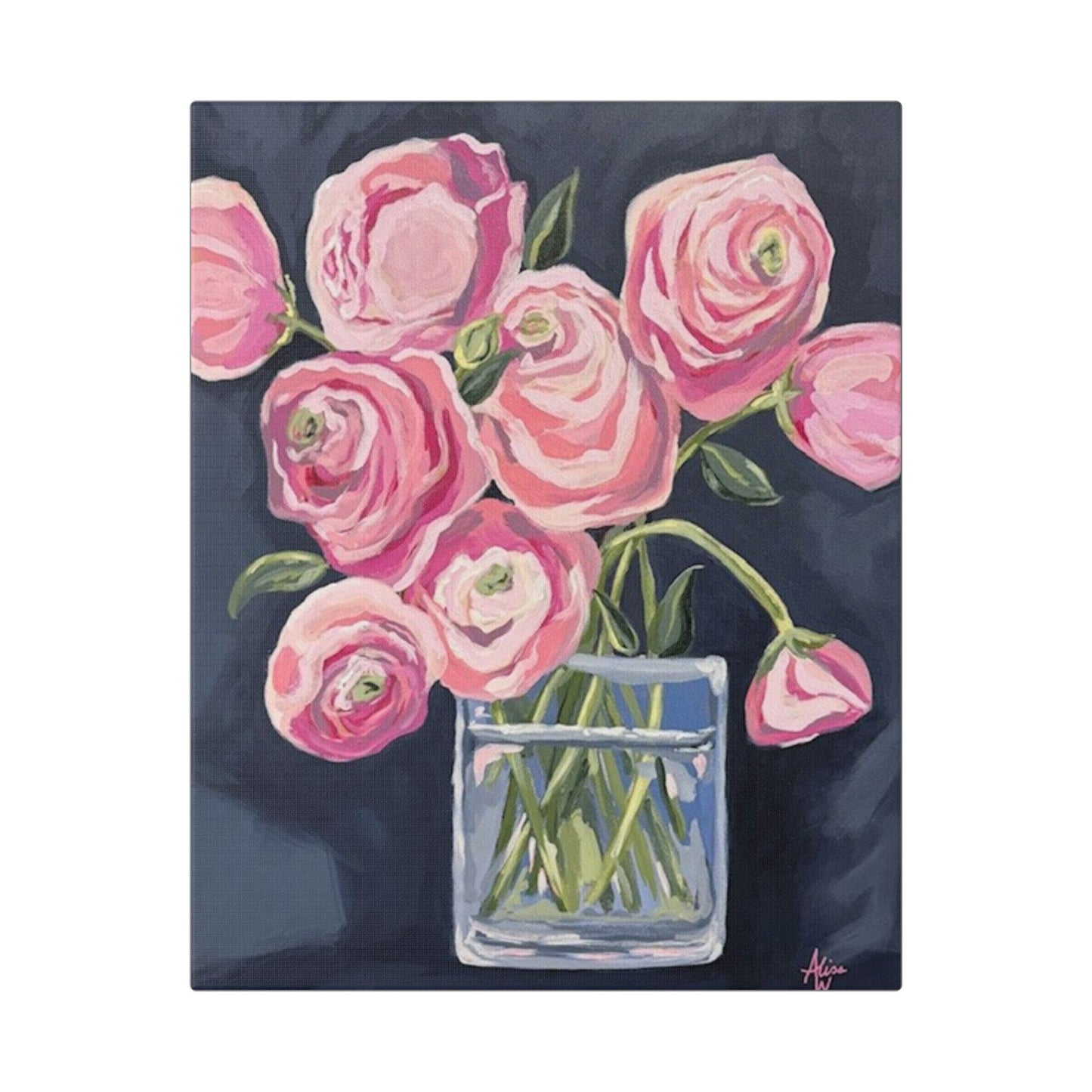 Floral Canvas Wall Art - Pink Ranunculus Bouquet Decor for Home