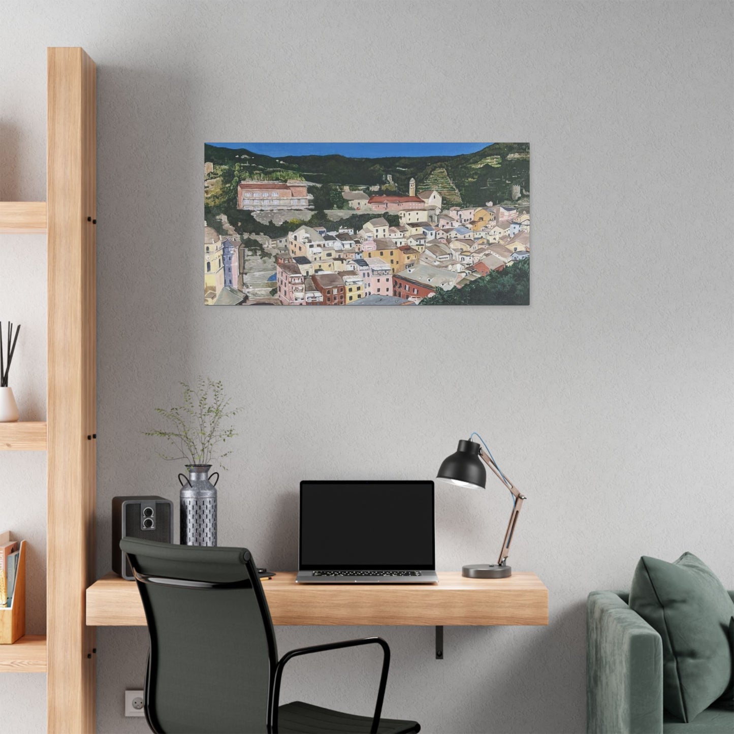 Artistic Stretched Canvas - Charming Italian Village Landscape