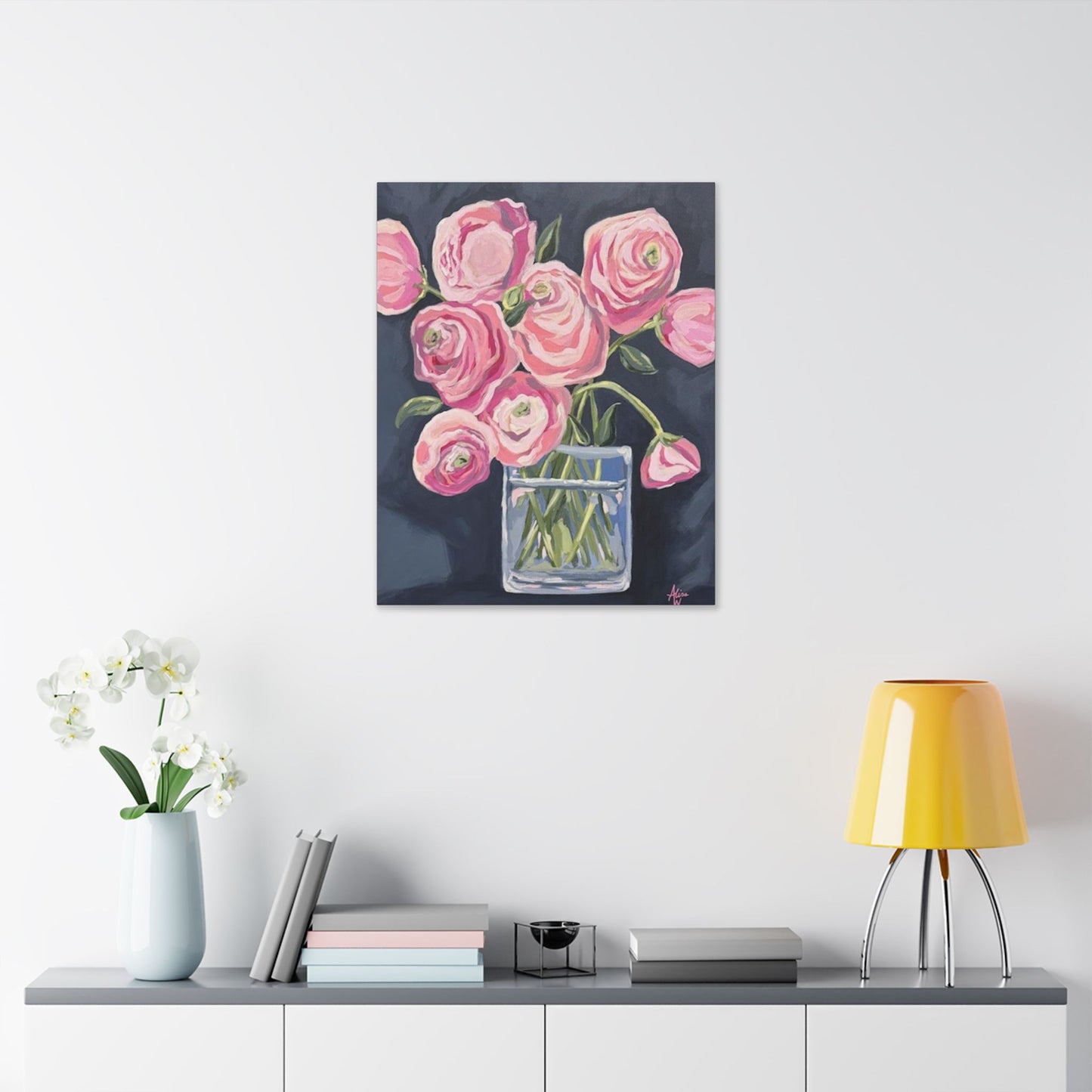 Floral Canvas Wall Art - Pink Ranunculus Bouquet Decor for Home