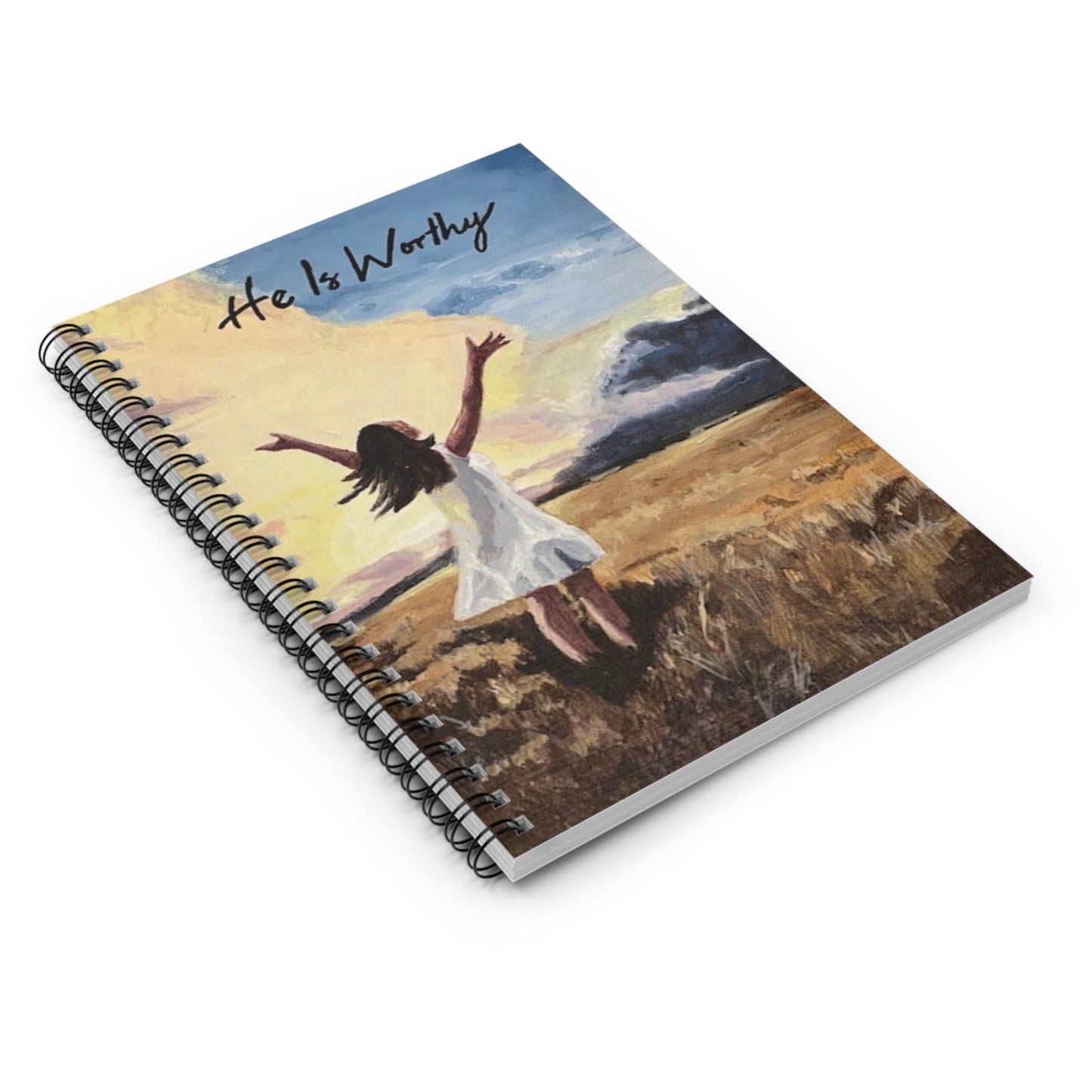 Inspirational Spiral Notebook - 'He Is Worthy' Design for Reflection and Journaling