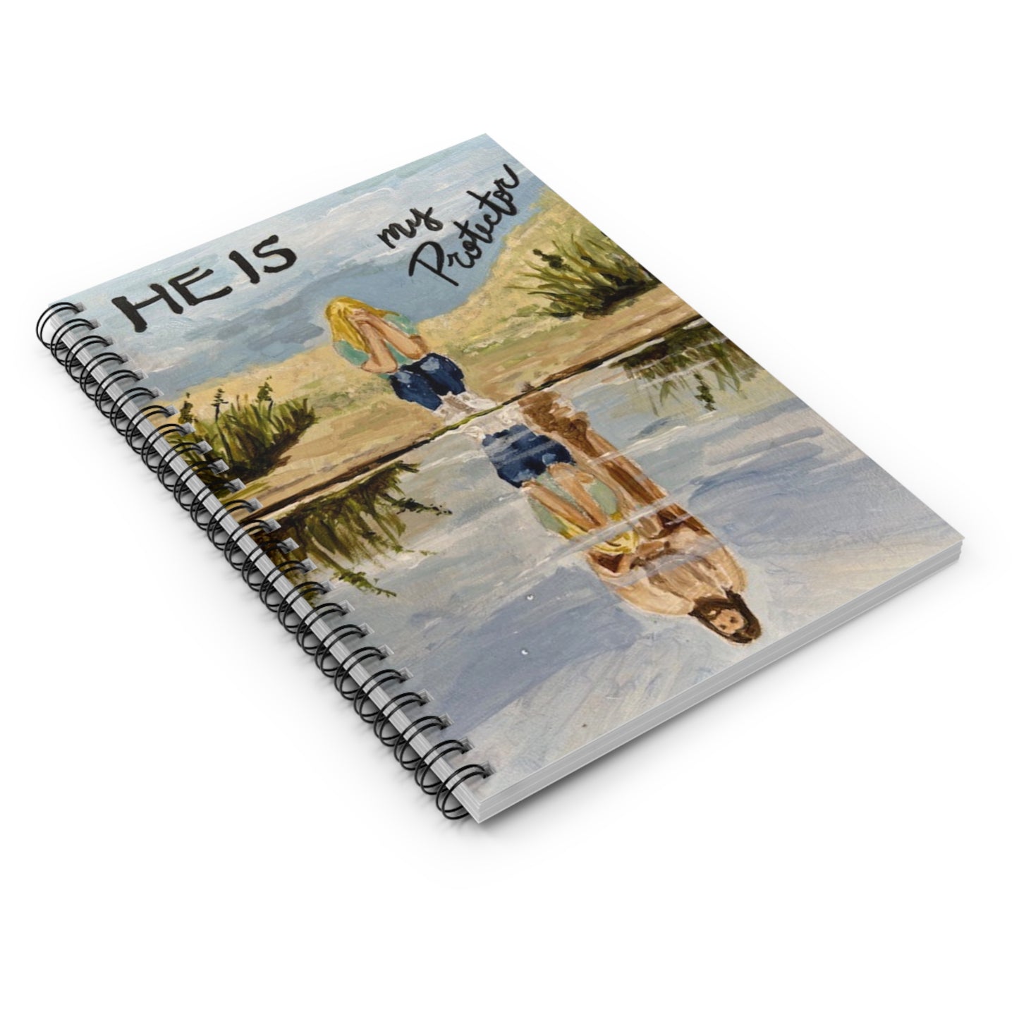 Inspirational Spiral Notebook - He Is My Protector, Ruled Lines for Daily Reflection