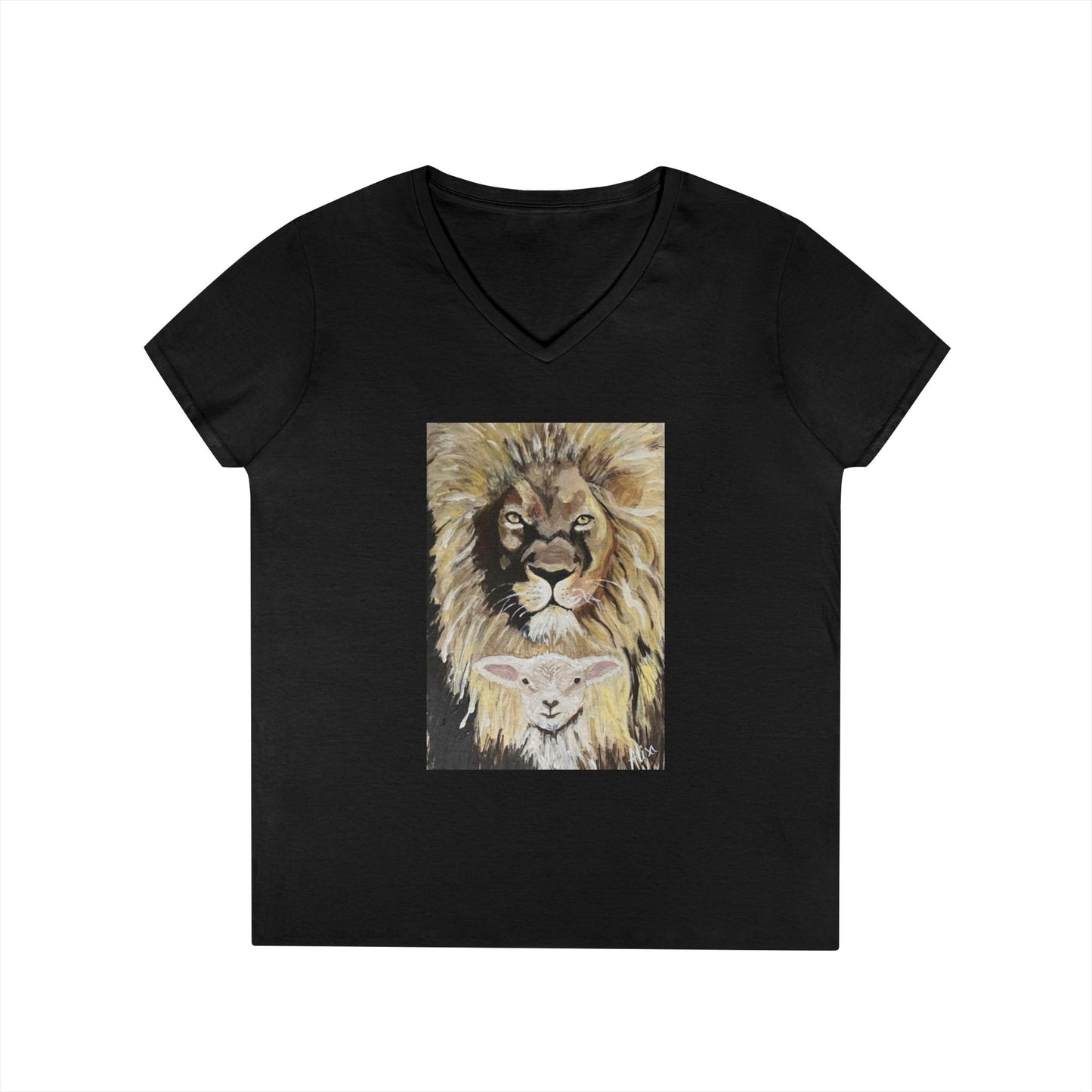 Lion and the Lamb V-Neck T-Shirt, Inspirational Tee