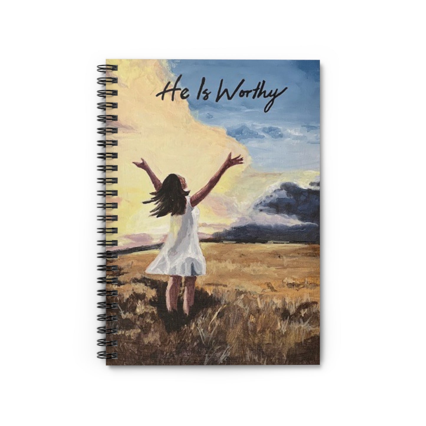 Inspirational Spiral Notebook - 'He Is Worthy' Design for Reflection and Journaling