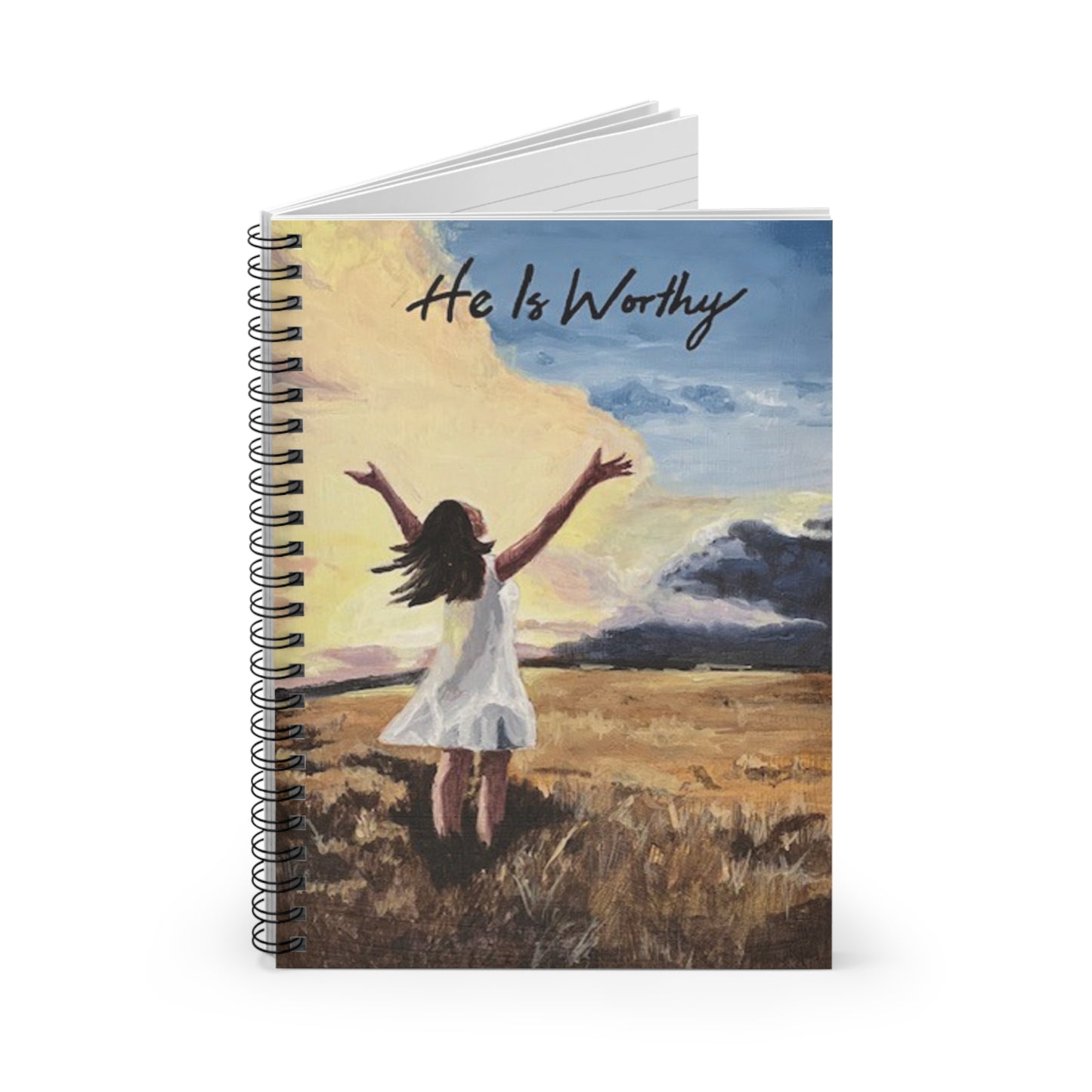 Inspirational Spiral Notebook - 'He Is Worthy' Design for Reflection and Journaling