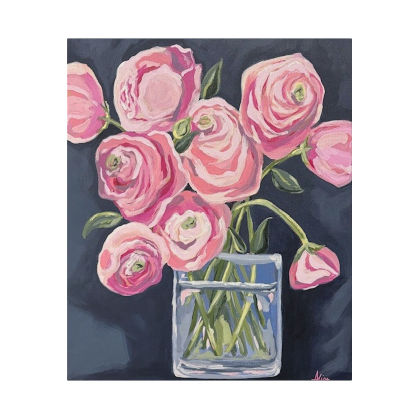 Floral Canvas Wall Art - Pink Ranunculus Bouquet Decor for Home