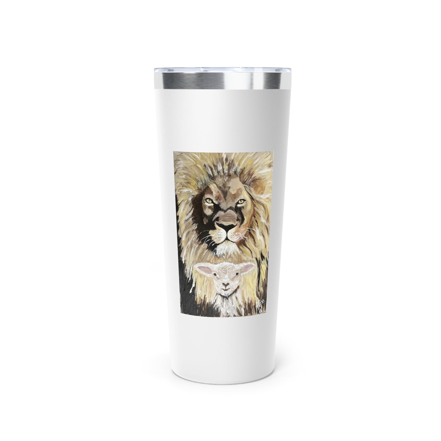 Lion and the Lamb - Copper Insulated Tumbler, Perfect for Animal Lovers, Travel Mug, Hot/Cold Beverages, Gifts for Pet Owners, Birthday Present