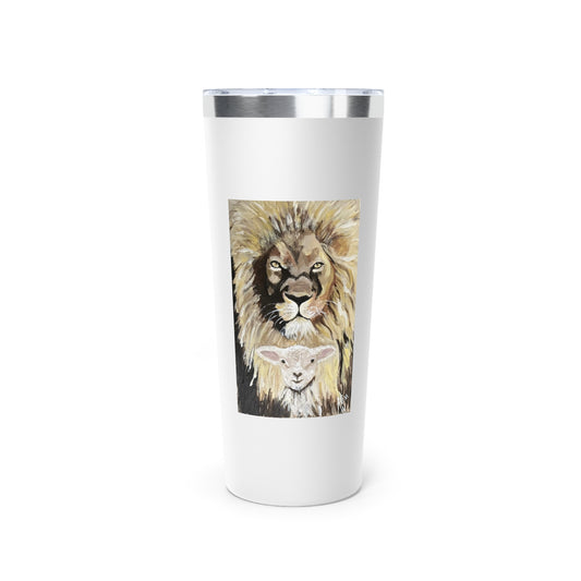 Lion and the Lamb - Copper Insulated Tumbler, Perfect for Animal Lovers, Travel Mug, Hot/Cold Beverages, Gifts for Pet Owners, Birthday Present