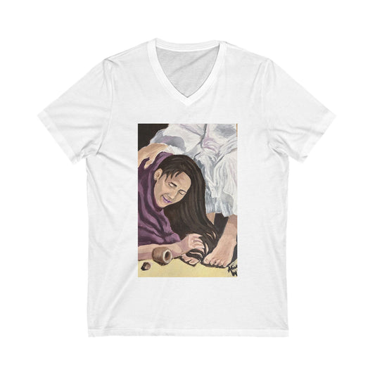 Alabaster Jar - Artistic "V-Neck" Tee - Relaxed Fit Unisex Jersey Tee, Casual Art Shirt, Summer Outfit, Gift for Art Lovers, Unique Graphic Top