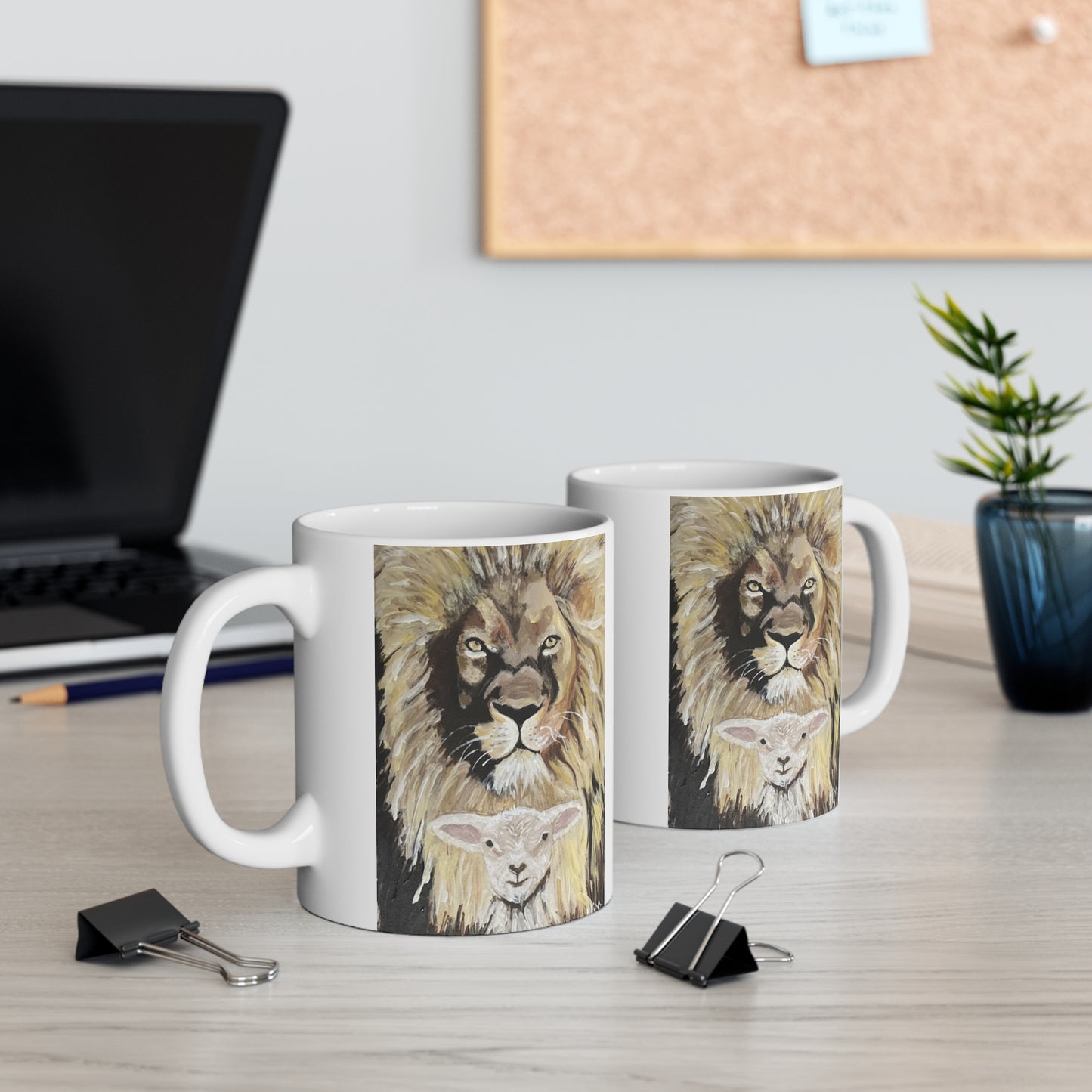 Lion and the Lamb Mug, Animal Artwork Coffee Cup, Gift for Wildlife Lovers, Inspirational Decor, Nature-Inspired Drinkware