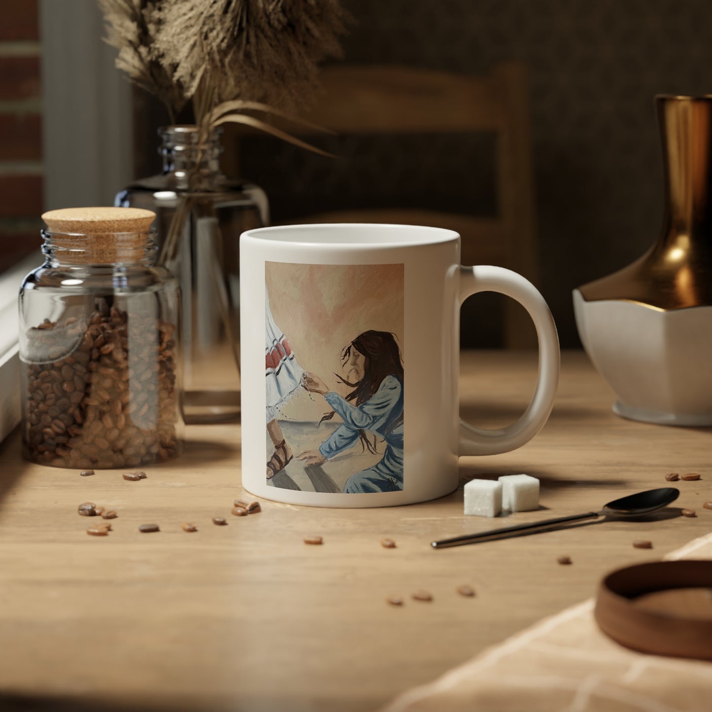 Hem of His Garment - Artistic 20oz Jumbo Mug for Coffee Lovers, Unique Gift for Birthdays, Cozy Home Decor, Inspirational Tea Mug, Graphic Art Drinkware