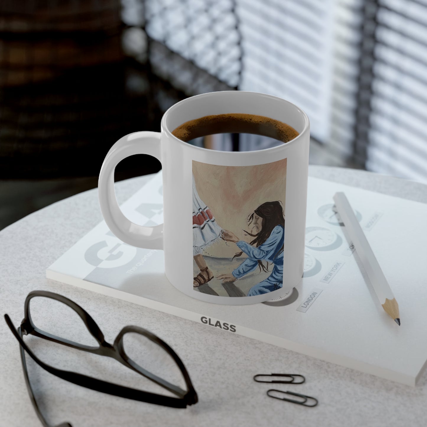 Hem of His Garment - Artistic 20oz Jumbo Mug for Coffee Lovers, Unique Gift for Birthdays, Cozy Home Decor, Inspirational Tea Mug, Graphic Art Drinkware