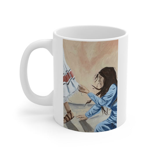 Hem of His Garment - Artistic Healing Hands Mug | Inspirational Coffee Cup | Gift for Wellness Lovers, Motivational Drinkware, Spiritual Present, Ceremony Use
