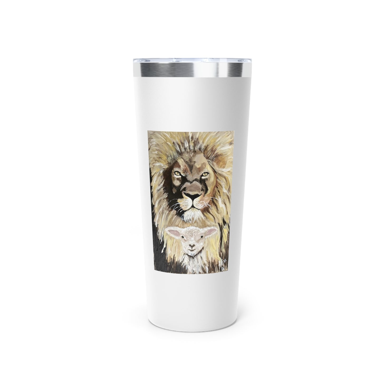 Lion and the Lamb - Copper Insulated Tumbler, Perfect for Animal Lovers, Travel Mug, Hot/Cold Beverages, Gifts for Pet Owners, Birthday Present