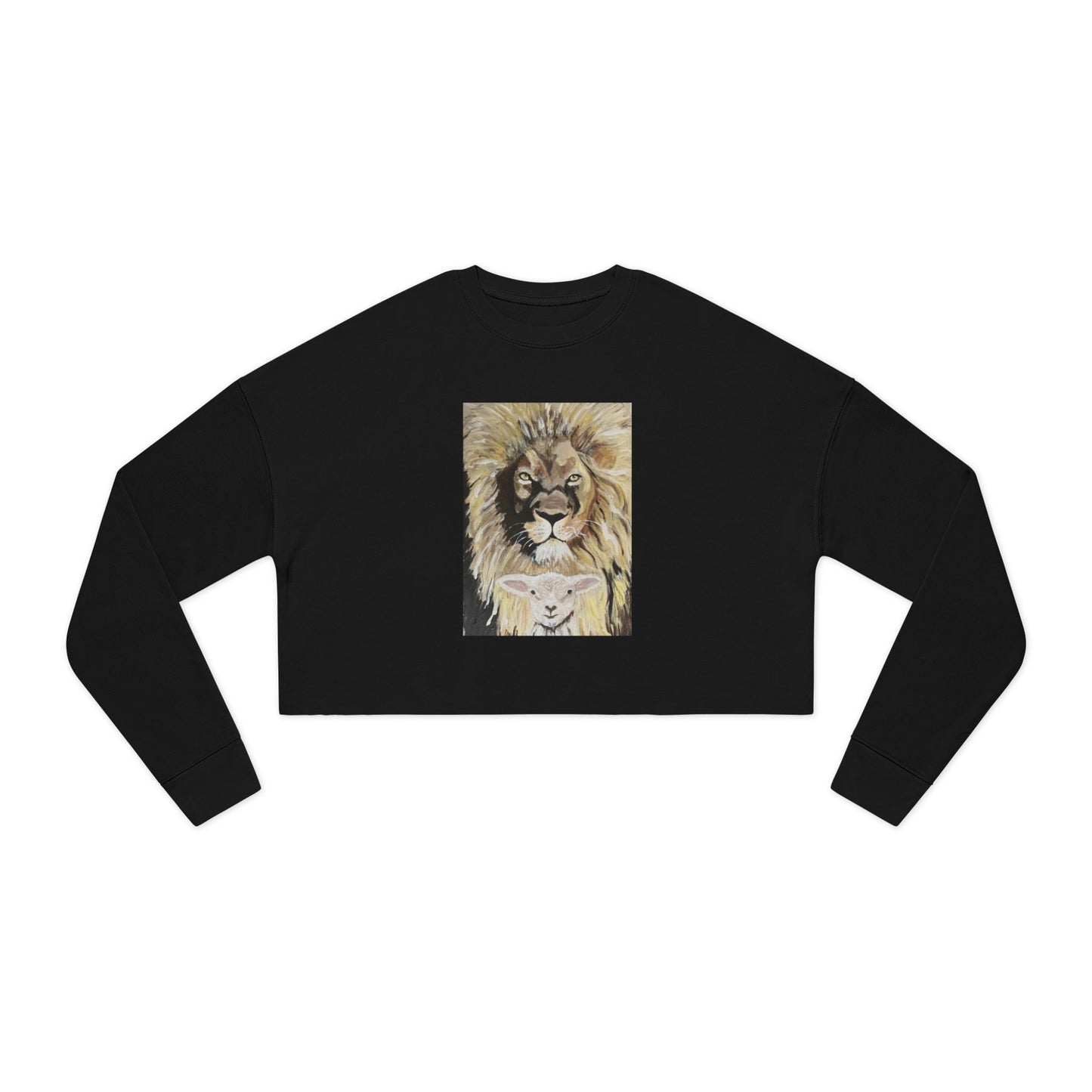 Lion and the Lamb Women's Cropped Sweatshirt, Cozy Casual Top, Animal Print Apparel, Unique Gift for Animal Lovers, Everyday Wear
