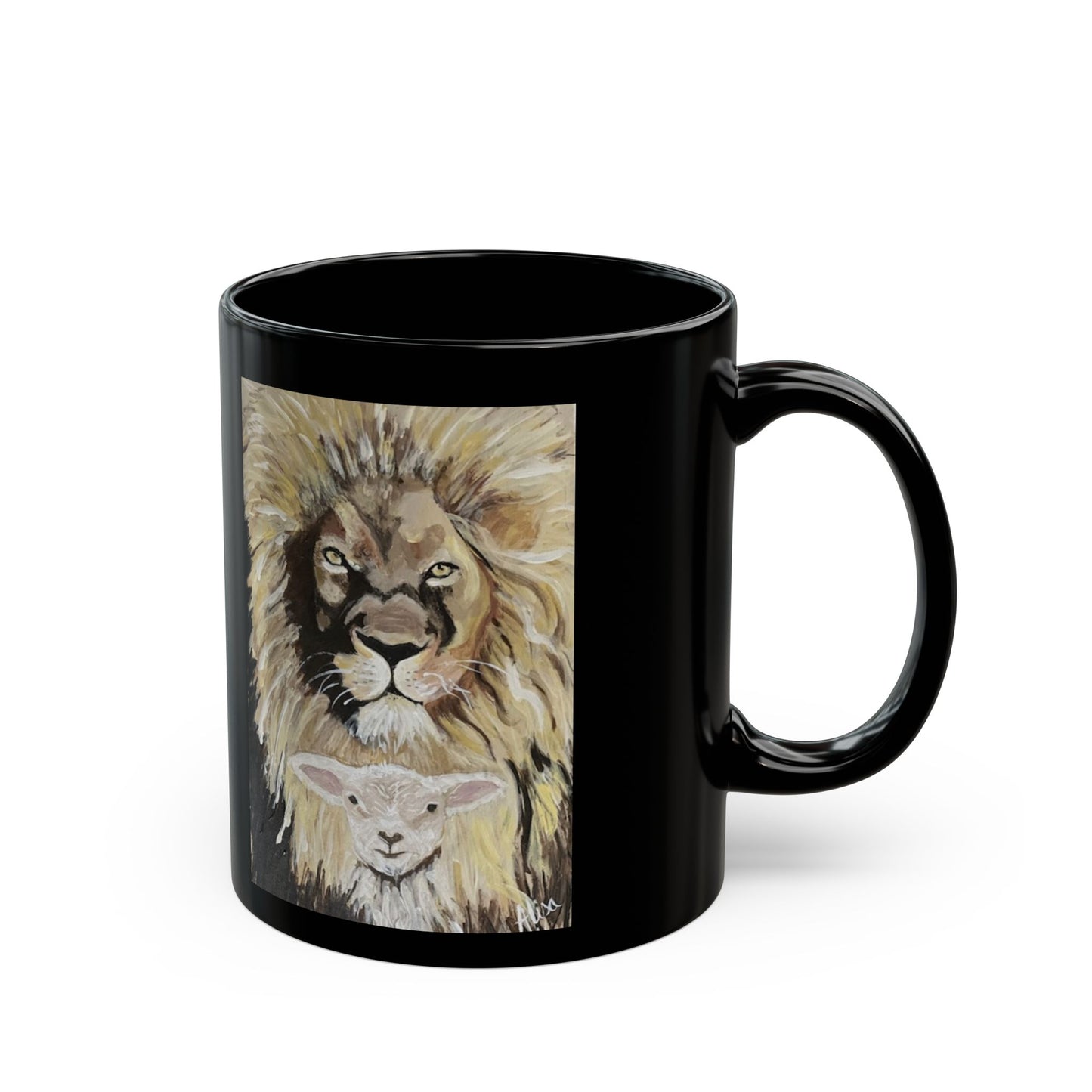 Lion and the Lamb Mug - Black