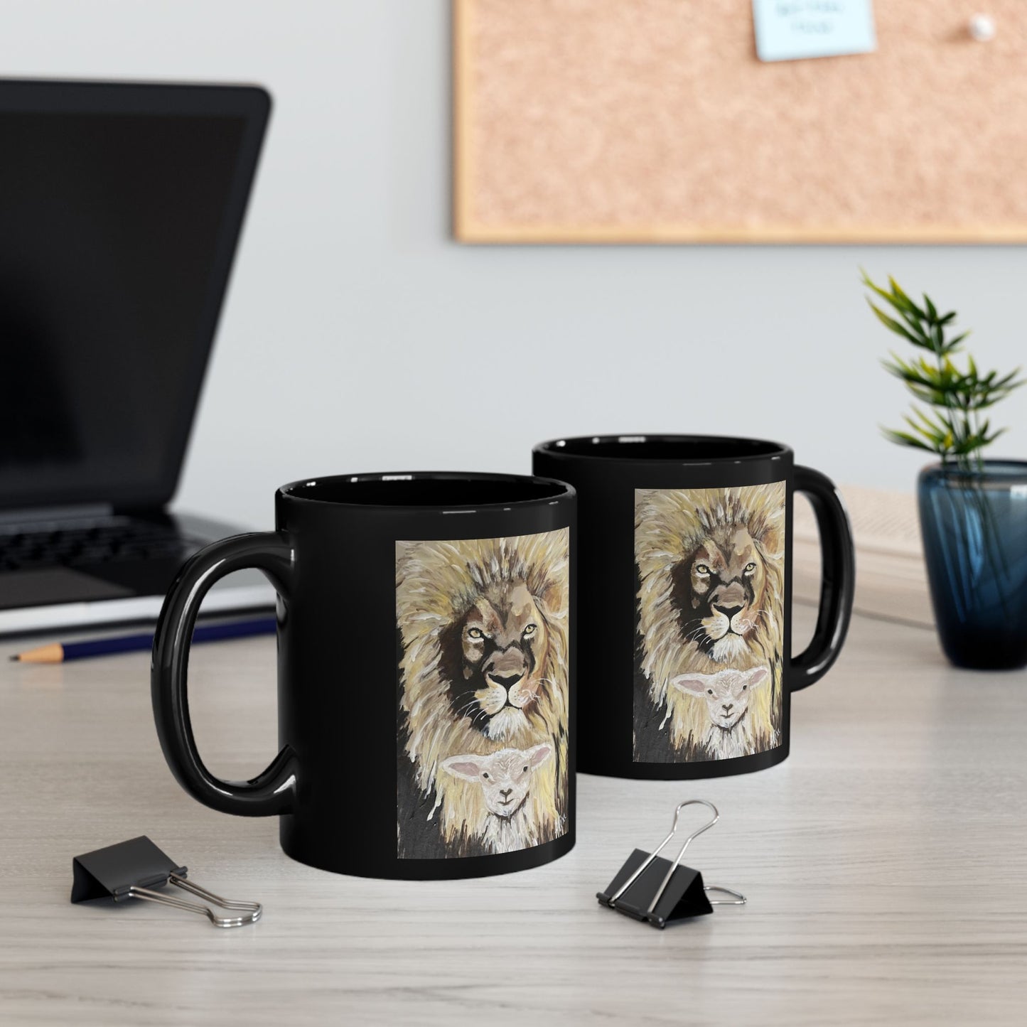Lion and the Lamb Mug - Black