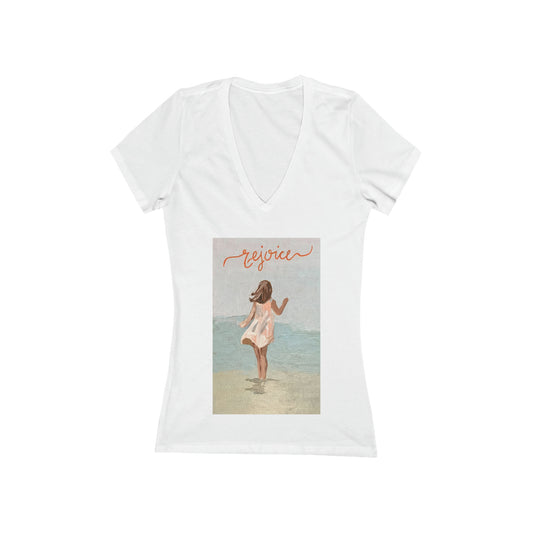 Rejoice - Women's Jersey Short Sleeve Deep V-Neck Tee