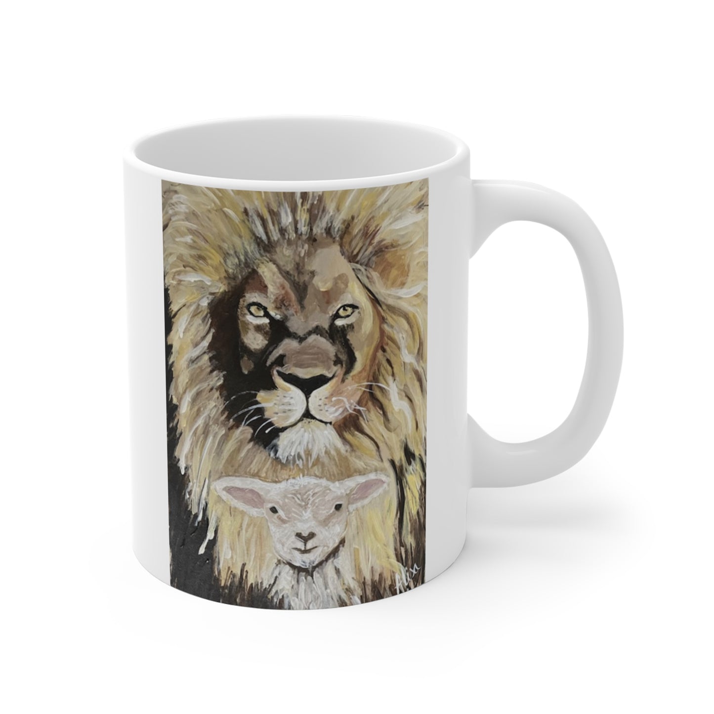 Lion and the Lamb Mug, Animal Artwork Coffee Cup, Gift for Wildlife Lovers, Inspirational Decor, Nature-Inspired Drinkware