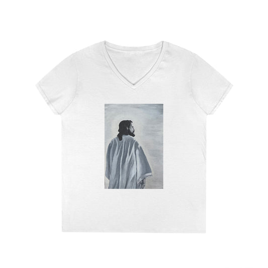 Inspirational Jesus V-Neck T-Shirt, Faith T-Shirt, Christian Apparel, Gift for Believers, Spiritual Vibe, Church Wear