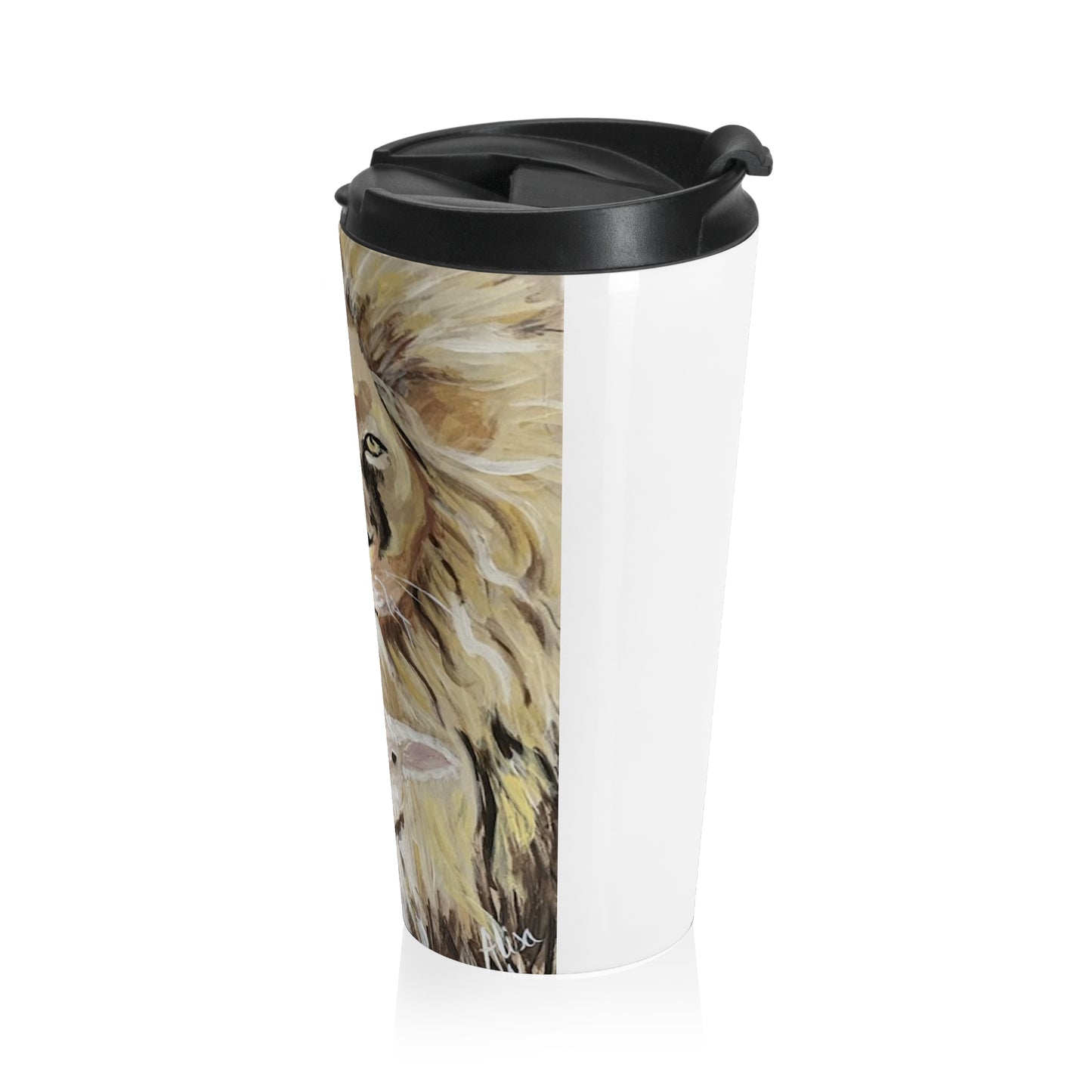 Lion and Lamb Travel Mug, Stainless Steel Coffee Cup, Nature Lover Gift, Unique Travel Mug, Hiking Gear, Inspirational Drinkware