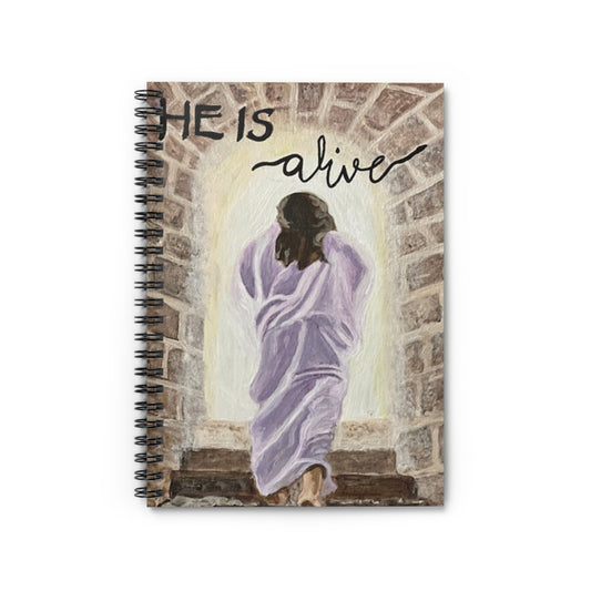 Inspirational Spiral Notebook - 'He is Alive' Design