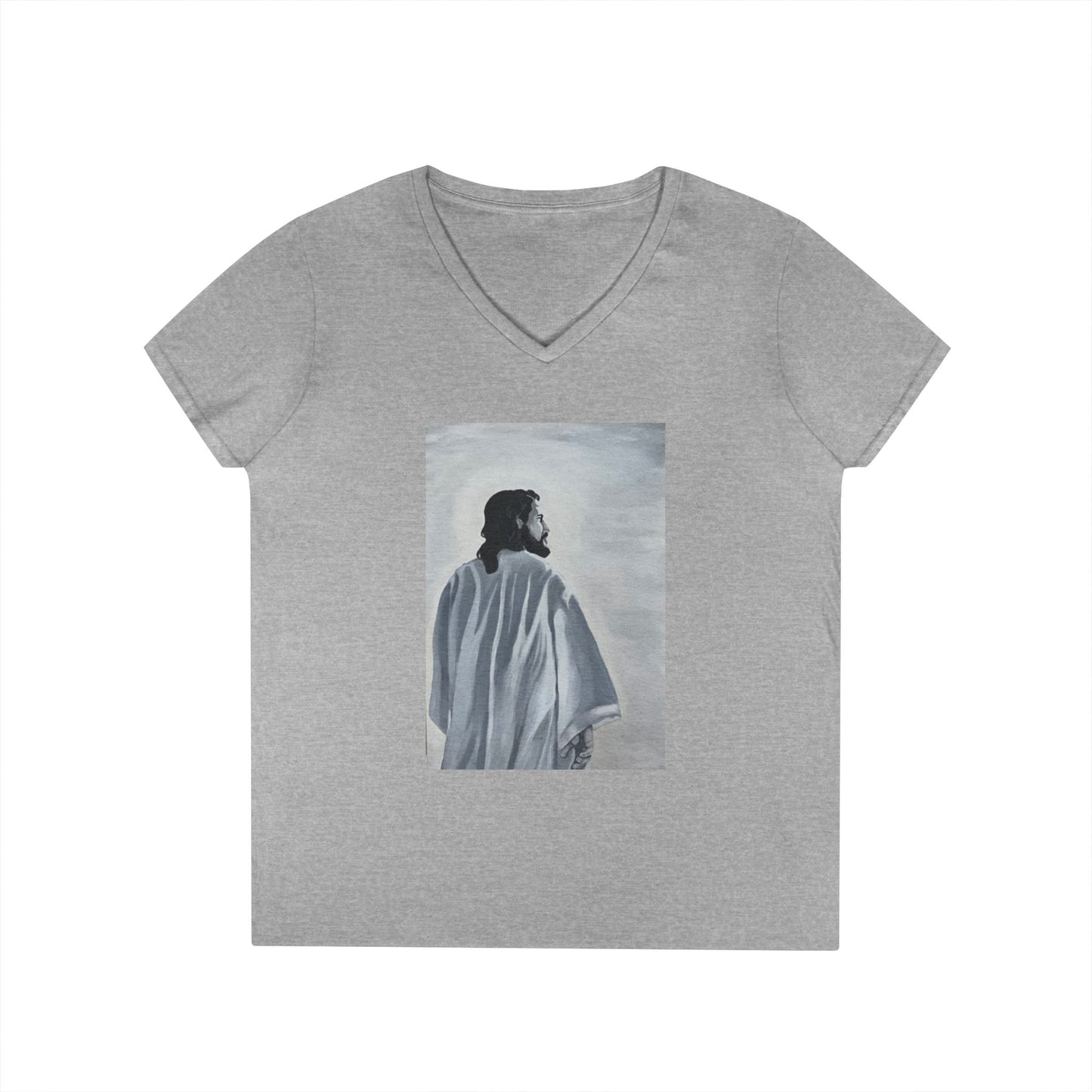 Inspirational Jesus V-Neck T-Shirt, Faith T-Shirt, Christian Apparel, Gift for Believers, Spiritual Vibe, Church Wear